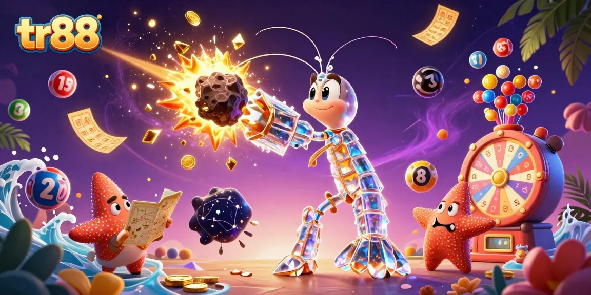 Engage with the exciting world of tr88 as golden coins rain down around a galactic samurai mantis shrimp.