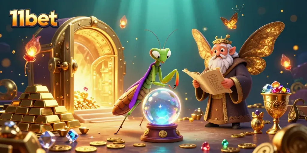 Experience the thrilling world of 11bet with a fortune teller and librarian among treasures.